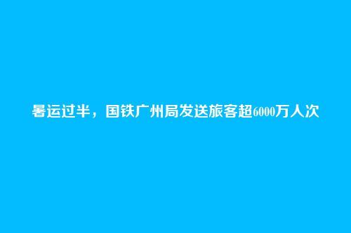 暑运过半，国铁广州局发送旅客超6000万人次