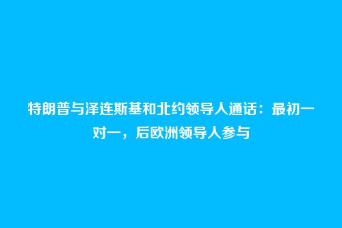 特朗普与泽连斯基和北约领导人通话：最初一对一，后欧洲领导人参与