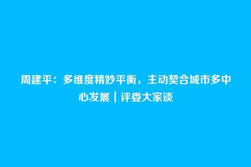 周建平：多维度精妙平衡，主动契合城市多中心发展｜评委大家谈