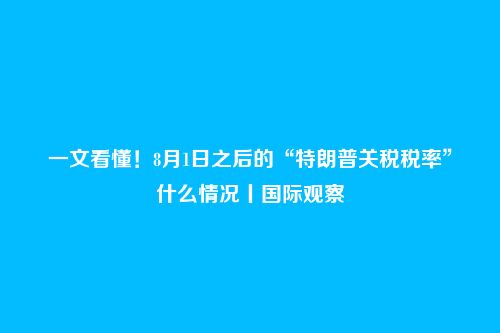 一文看懂！8月1日之后的“特朗普关税税率”什么情况丨国际观察
