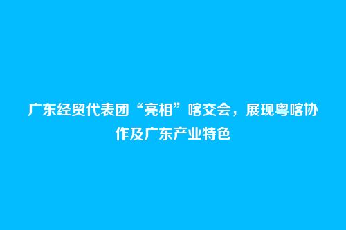广东经贸代表团“亮相”喀交会，展现粤喀协作及广东产业特色