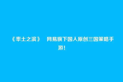 《率土之滨》​网易旗下国人原创三国策略手游！