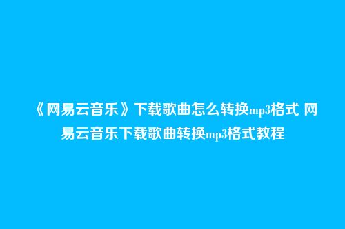 《网易云音乐》下载歌曲怎么转换mp3格式 网易云音乐下载歌曲转换mp3格式教程